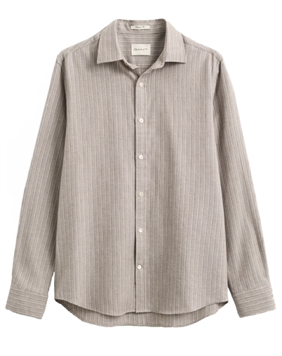 Gant - Reg Flannel Melange Stripe Hemd - Light Brown Melange